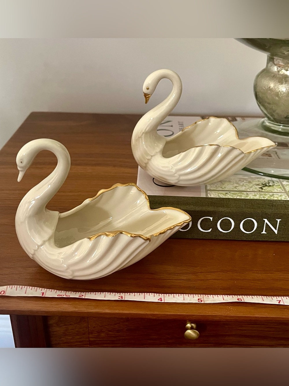 Set of 2 Vintage Lenox Swans Bridal Cake Topper